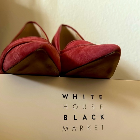 WHBM 6.5 suede shoes rose pink pump stiletto pointy toed heels - Picture 2 of 6